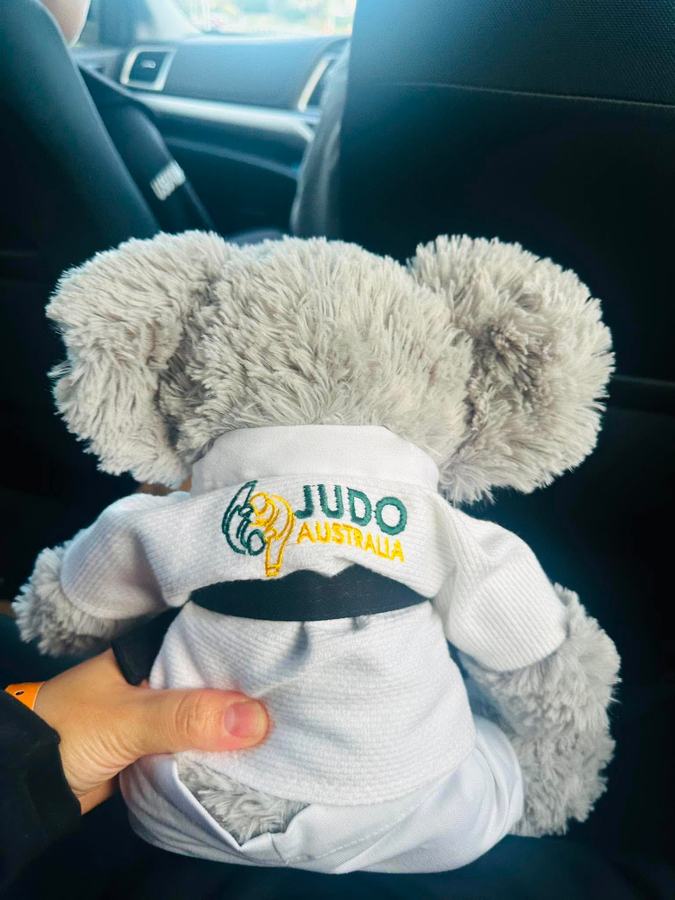 Judo Australia koala mascot in a judo gi